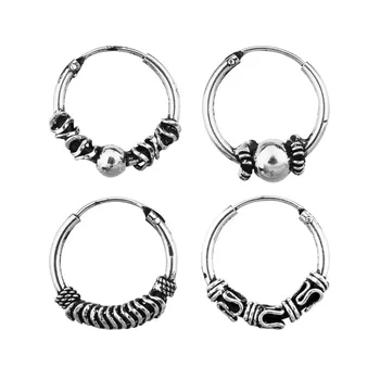 

GEOMEE 1Pair 15mm Vintage Small Hoop Earrings Women Ear Jewelry European Tribal Circle Earrings Handmade Argola Brincos E29-M29