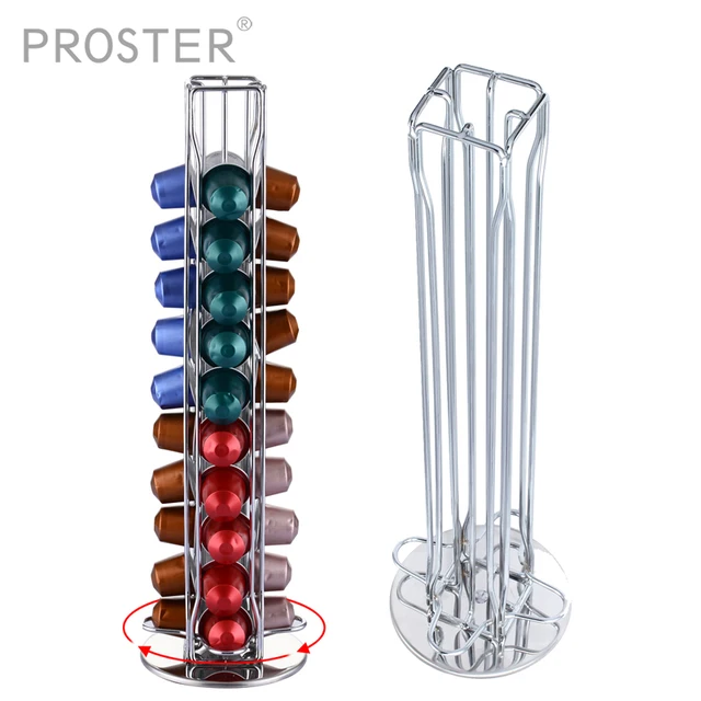 Best Price Proster 40 Pods Rotating Capsule Coffee Pod Holder Tower Stand Rack for Nespresso Capsule Storage Coffee Filter Holder  