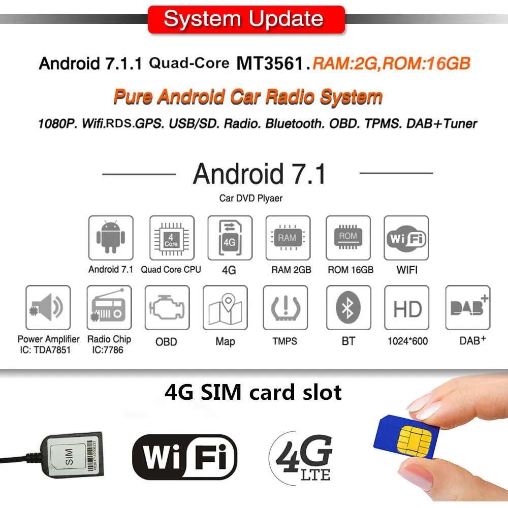 Top In stock Android 7.1 1024*600 Car dvd player radio audio For BMW E46 M3 with multimedia GPS navigation E46 M3 4G WIFI 2GRAM BT 4