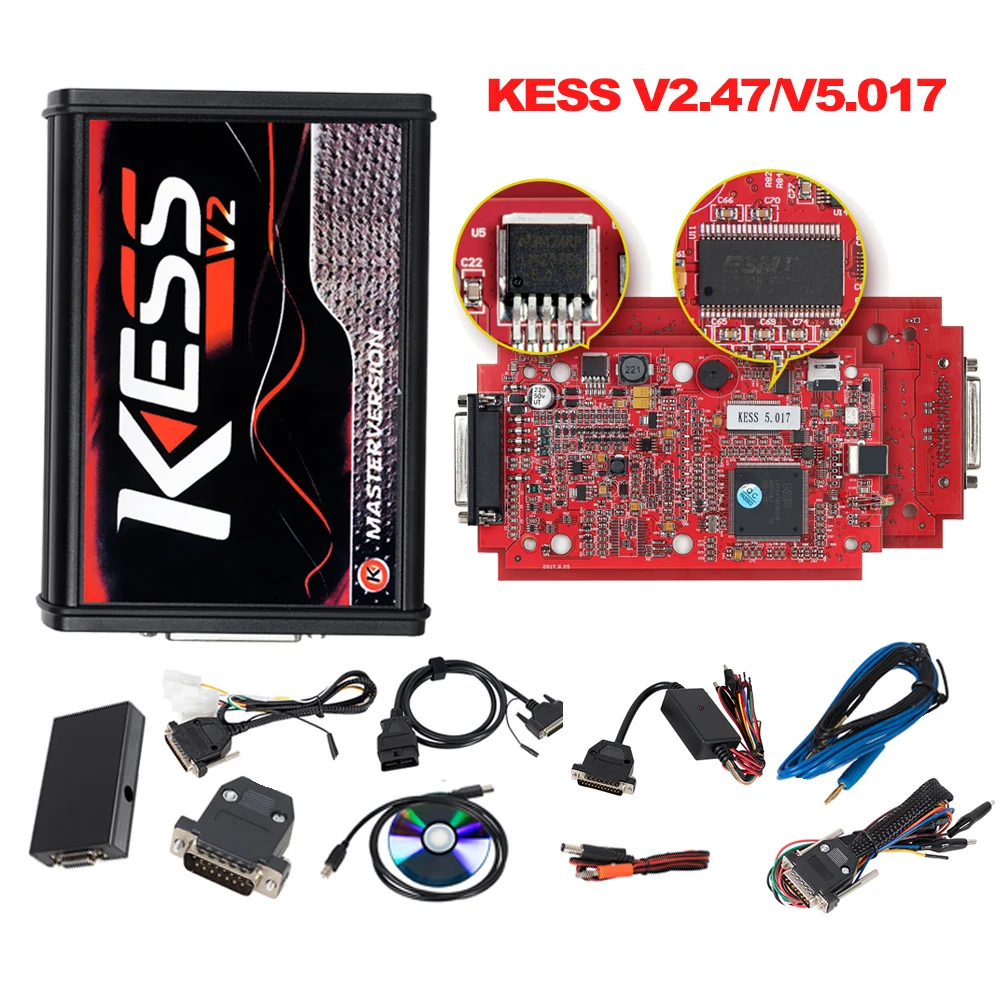 5 шт./лот KESS V2 V2.47 V5.017 ЕС Красный Тип OBD2 ECU менеджер Тюнинг Комплект KESS V2 Master Kessv2 светодиодный ECU программист