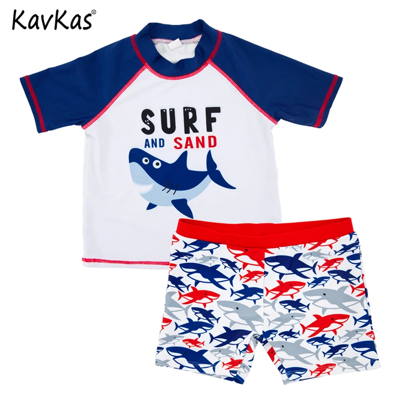 KAVKAS 2018 Summer Cute Kids Baby Boy Swimwear Dotted Beachwear Rash