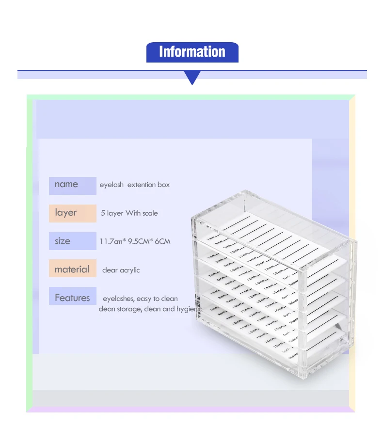 Коробка для хранения ресниц, накладные держатели для ресниц для наращивания ресниц, 5 слоев акрилового поддона, индивидуальный дисплей для ресниц Sta