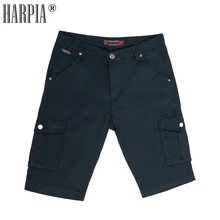 HARPIA, классические мужские шорты Карго с карманами, мужские хлопковые шорты со средней талией до колена, свободные шорты, мужские бермуды, обычные Стрейчевые шорты