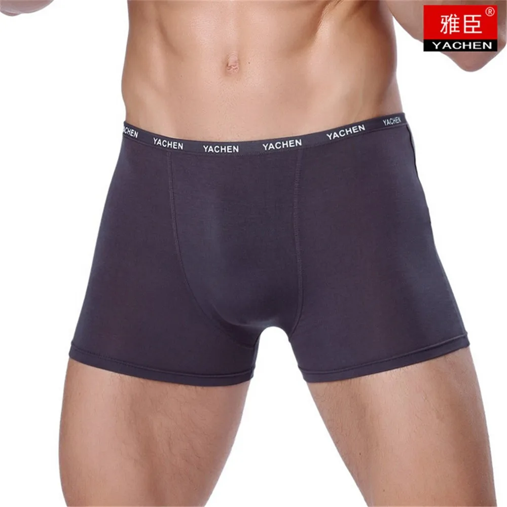 Men calm temperament underwear high quality bamboo fiber solid color