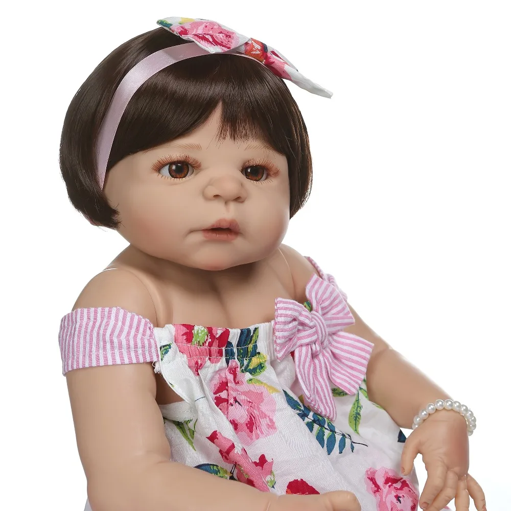 NPK 56 см 0-3 м настоящий ребенок Размер девочка в цвет загара кожи всего тела силиконовая кукла bebe reborn игрушка для ванны куклы