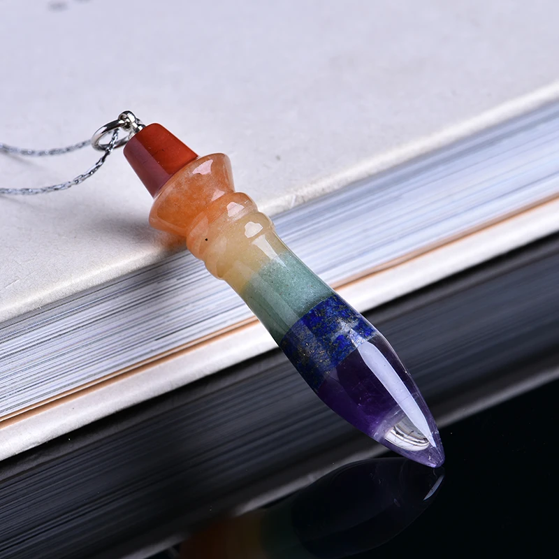 

1PC Natural Crystal Colorful Wand Crystal Point Guardian Gemstones Simple and simple Couple decoration Pendant Necklace Pendant