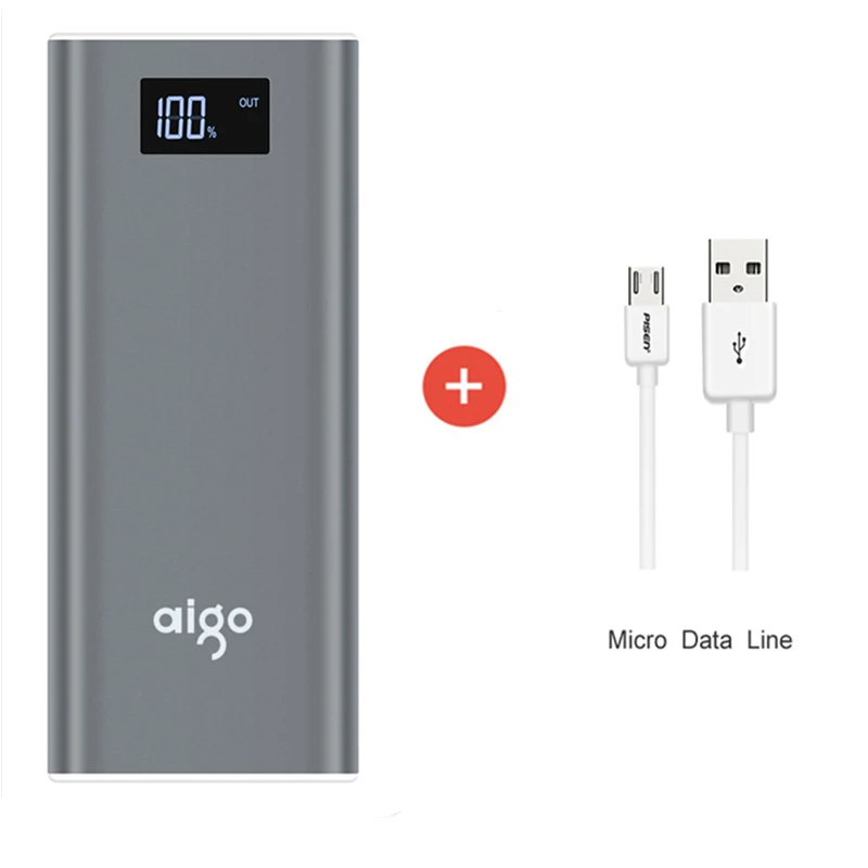 Aigo power Bank 20000 мАч для Xiaomi Mi 2 USB быстрая зарядка портативный повербанк для iPhone X 8 7 6 5 плюс 20000 мАч телефон power bank - Цвет: gray mirco