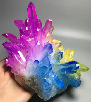 

1416g MORE COLOUR Aura Quartz Crystal Titanium Bismuth Silicon Cluster Rainbow wedding souvenirs