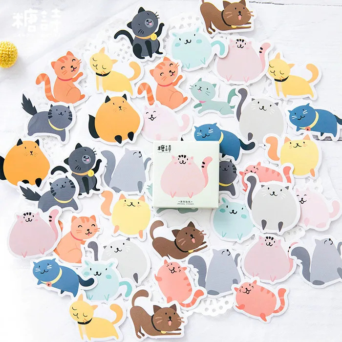 

40pcs/set Candy Fat Cat Stationery Stickers Diary Pack Posted It Kawaii Planner Scrapbooking Stationery Escolar School Supplies