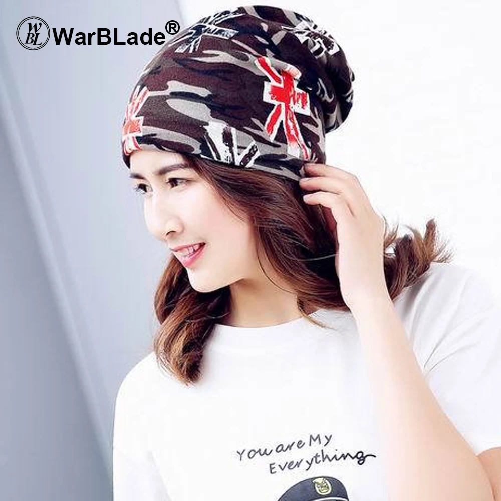 

Women's Warm Autumn Knitting Cotton Letter Style Autumn Hat Ladies Beanie Scarf 3 Use Cap Girls Gorros Women Skullies