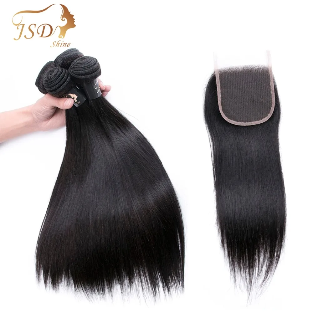 JSDShine Brazilian Hair Weave Bundles With Closure Straight Human Hair Bundles With Closure Non Remy Hair Extension Lace Closure JSDShine Brazilian Hair Weave Bundles With Closure Straight Human Hair Bundles With Closure Non Remy Hair Extension Lace Closure