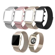 BUMVOR 40/44/38/42MM Strap For Apple Watch Stainless Steel Magnetic Replacement Wrist Band With Protective Case For iWatch 1-4