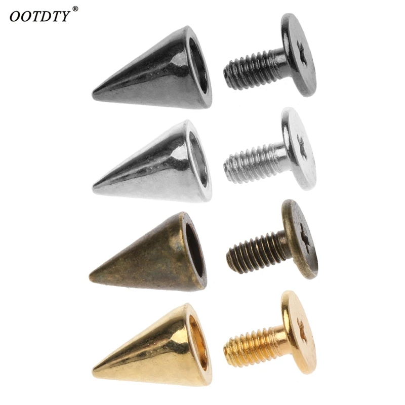 

OOTDYT 100 Sets 10MM Bullet Cone Spike and Stud Metal Screw Back for DIY Leather Craft