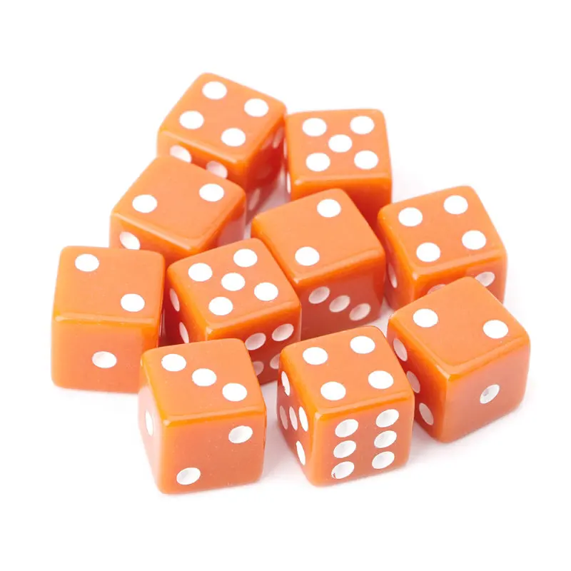 10 шт./лот 15 мм Многоцветный акриловый куб бусины в виде игральных костей шесть сторон портативный настольные игры - Цвет: Оранжевый