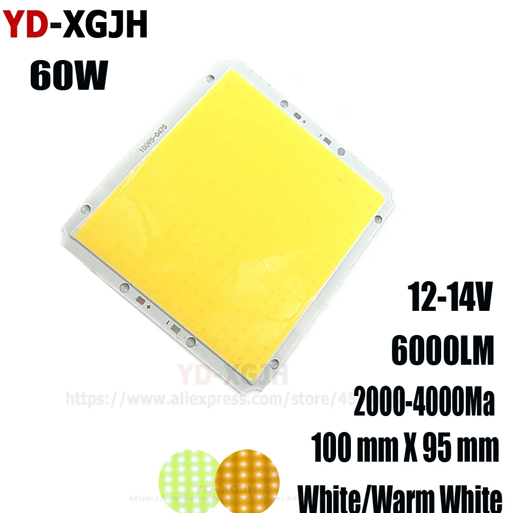 

YDXGJH 12V COB Bulb LED Light Source 60W White 6000-6500K Warm White3000-3500K COB LED Bar Lights DC12V Lamp DIY Work Car Bulbs