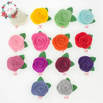 

20pcs/lot Wool Non-woven felt rose cabbage fabric puff flowers,soft flower, Clutch pin, Stick pin supplies,DIY brooch flower