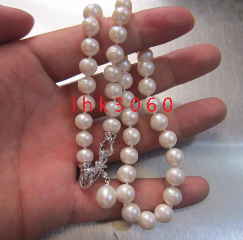 

Free Shipping >>>charming AAA++ 10-11mm 10x12mm akoya white natural pearl necklace 18
