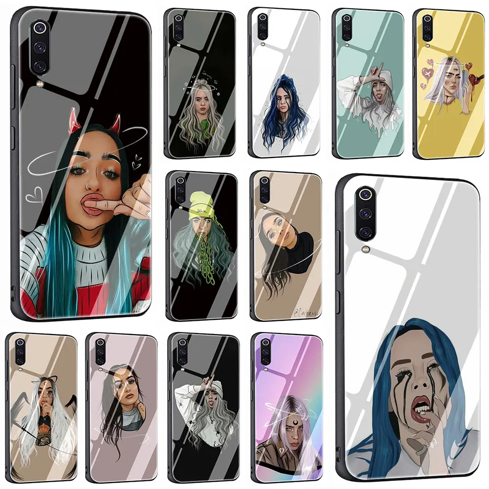 

Billie Eilish Tempered Glass Phone Cover Case For Xiaomi Mi 8 9 Redmi 4X 6A Note 5 6 7 Pro Pocophone F1