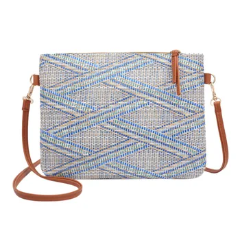 

New Summer Women Weave Bohemian Style Striped Shoulder Beach Bag Female Casual Shopping Bag floral Messenger Bags