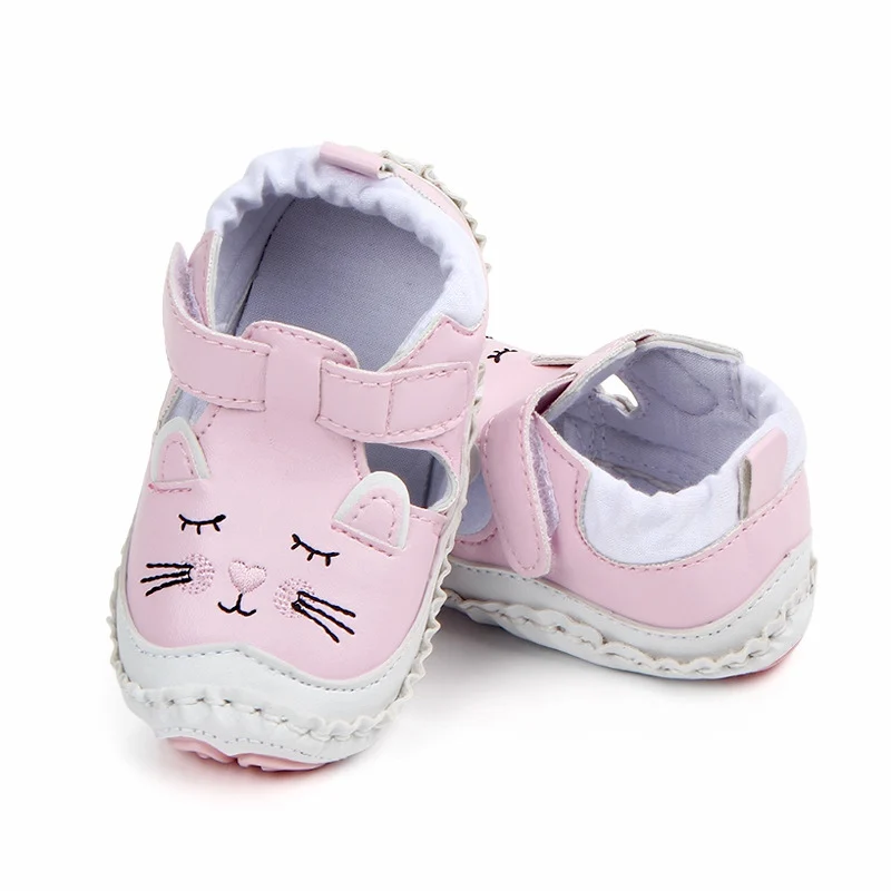 Весна мультфильм кошка скольжения для маленьких девочек малышей обувь PU дышащая детская обувь Летняя детская обувь