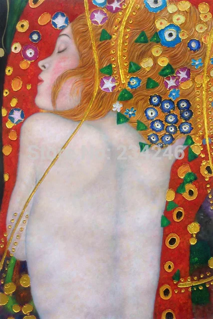 

Репродукция абстрактных масляных картин ручной росписи-Sea Serpents IV Gustav Klimt настенные картины для спальни