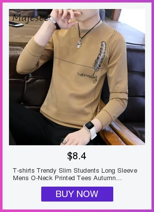 Модные тонкие футболки с длинным рукавом для студентов, мужские футболки с круглым вырезом и принтом, осенние дышащие новые корейские Стильные повседневные мягкие мужские футболки
