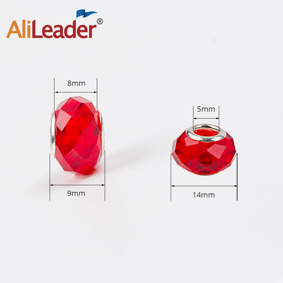 Wholesale Colorful Glass Beads For Hair Extension Dreadlock Beads Hair Jewelry For Braids Red/Pink Colorful Crystal Micro Ring