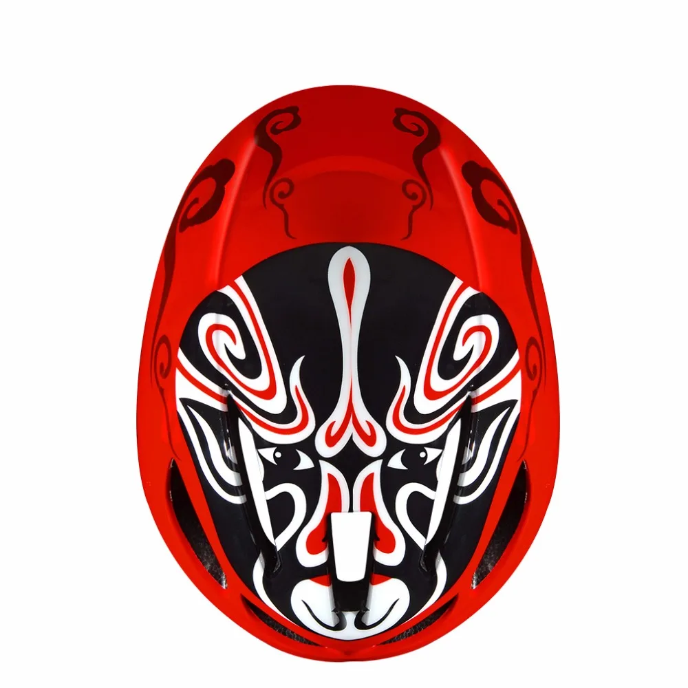 Rockbros Red Chinese Opera Mask Cyling Helmet MTB Integrally-Molded Mountain Helmet Bike Downhill Bicycle Helmet for Men Women