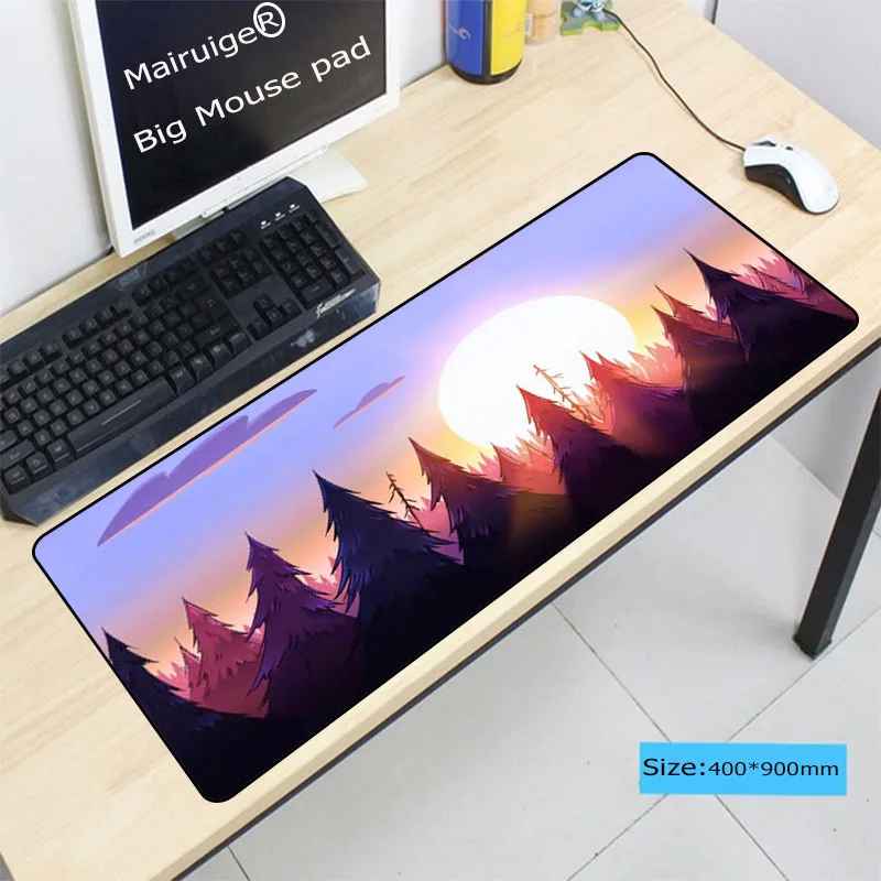  Mairuige 90X40CM Sunlight Pine Trees Large Lock Edge Mouse Pad Decor Desk Gaming Speed Mouse Pad Ru