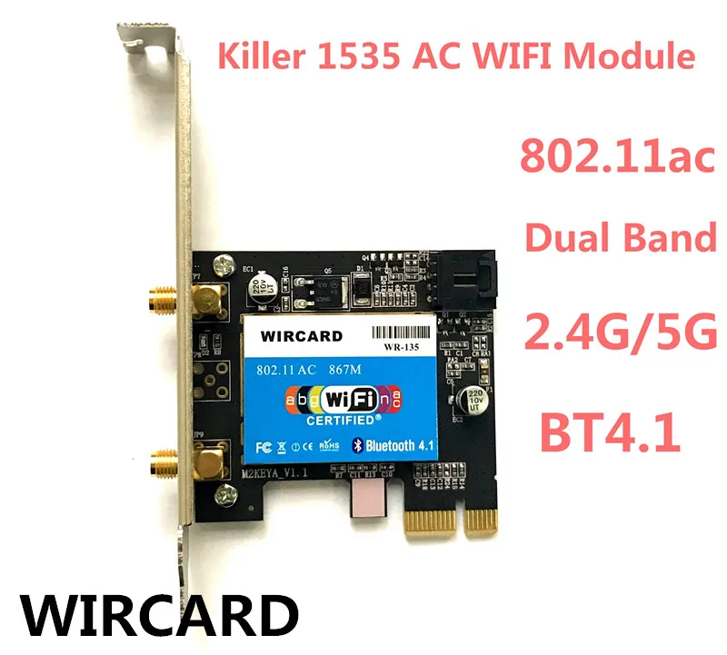 Новый WLAN 2-в-1 wr-135 убийца Беспроводной 1535 802.11 a/b/g/n/ AC + Bluetooth 4.1 PCI-EX1 Wi-Fi сетевой карты 867 Мбит/с для рабочего стола