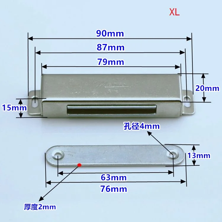 10 шт./лот мебель из нержавеющей стали шкаф Магнитная Дверь защелка Магнитная защелка тонкий Ловец - Цвет: XL