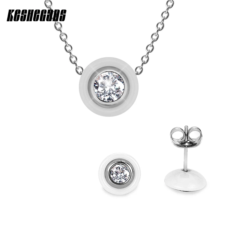Комплект из колье и серёг с круглым кристаллом|crystal necklace earrings set|jewelry sets for womennecklace