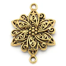 Цинковый металлический сплав Разъемы Фурнитура цветок золотой тон цветок полый узор Цвет покрытием 4 см x 28 мм, 3 шт. Новинка