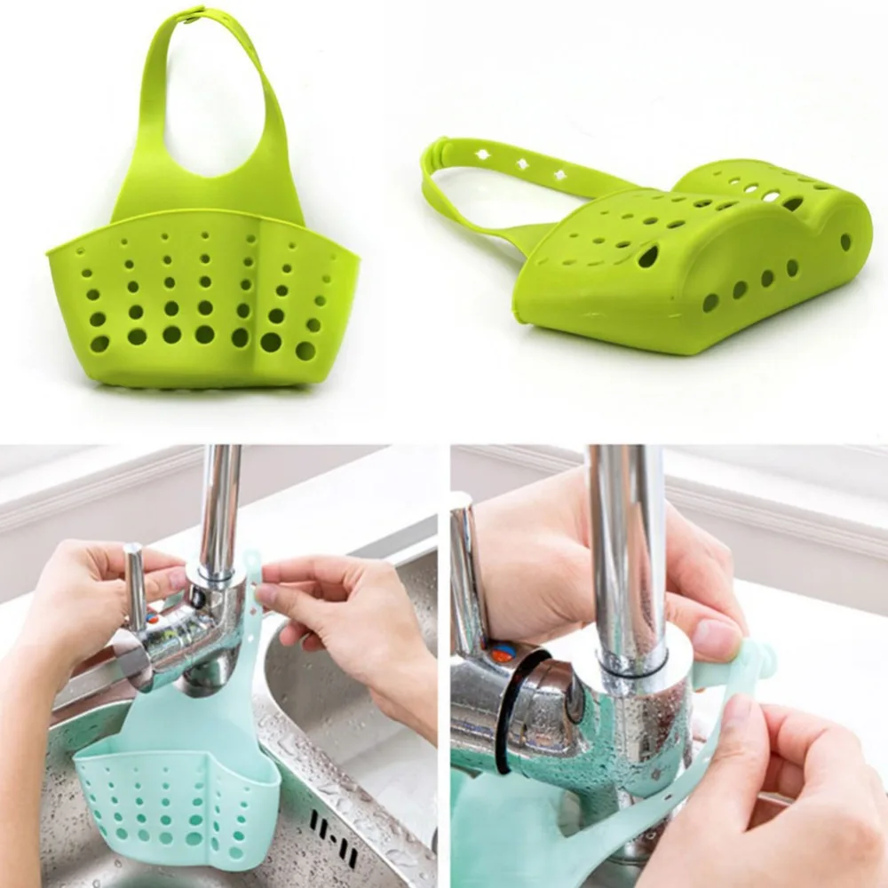 

Kitchen Bathroom Sink Sponge Hanging Pvc Shelving Rack Drain Faucet Storage Pail Shelves 4 Colors