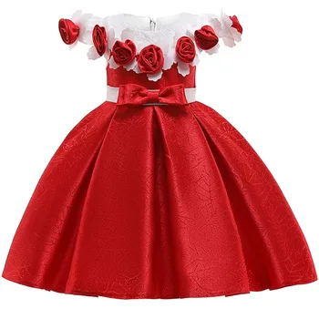 

Girls Appliques Ball Gowns 3D Flower Girl Dresses Kids Princess Birthday Party Wedding dress for girls Gowns Elegant Children