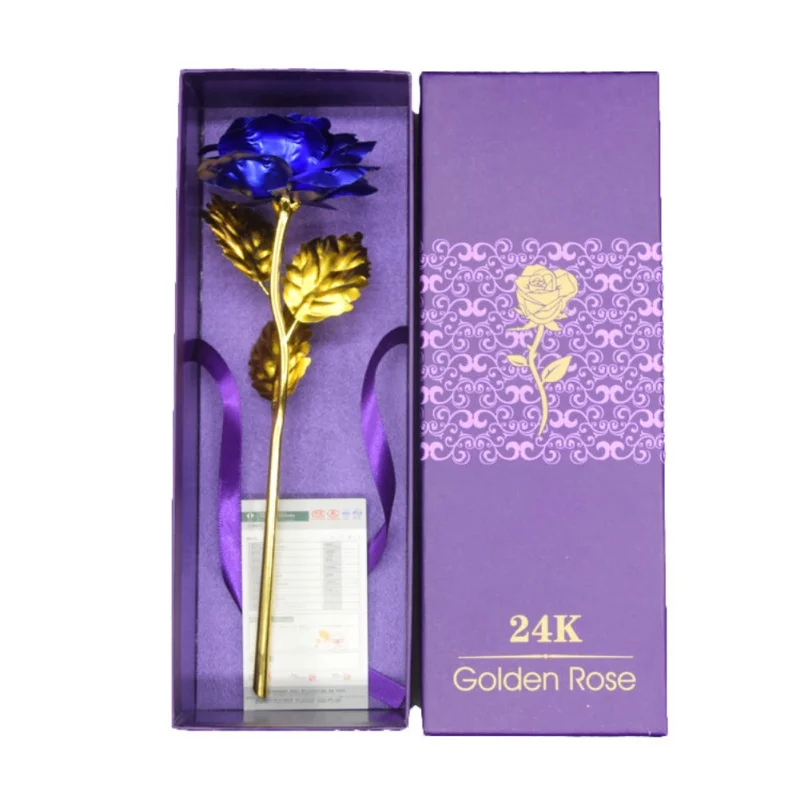 24 k позолоченный розовый с керамический Купидон коробка подарок на день Святого Валентина подарок на день матери цветок роза с золотистым напылением сушеные цветы - Цвет: blue package