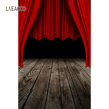 

Laeacco Red Curtain Wooden Board Stage Portrait Backdrop Photography Backgrounds Decor Photographic Backdrops For Photo Studio