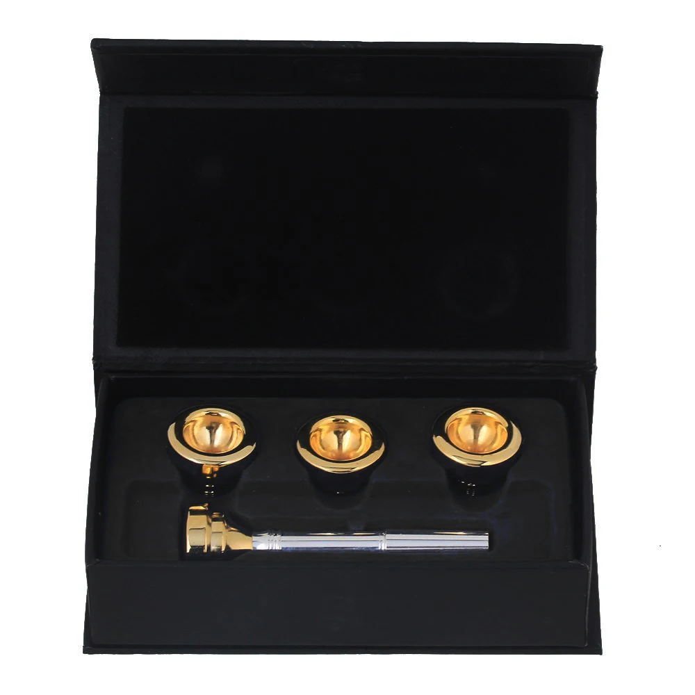 

2Pcs Silver Trumpet Mouthpiece with Golden 4 Sizes Convertible 7c 5c 3c 1c