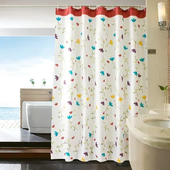 

Y35 Modern Style Floral Waterproof Shower Curtain Polyester Fabric Flower Mouldproof Bath Curtains With Hooks For Bathroom Decor
