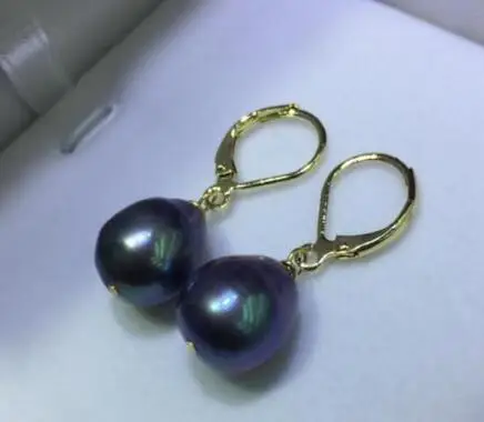 free shipiing New AAA+ 10-12mm natura Black Pearl Earring 14K/20 hook | Украшения и аксессуары