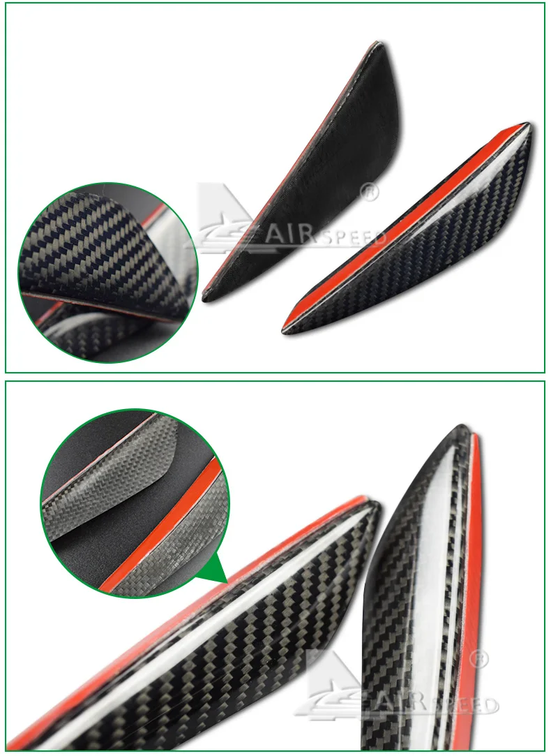 Airspeed for BMW E46 E39 E60 E90 F30 E36 F10 X5 F80 Carbon Fiber Front Bumper Blade Air Spoiler Mouldings Decoration Side Fender (4)