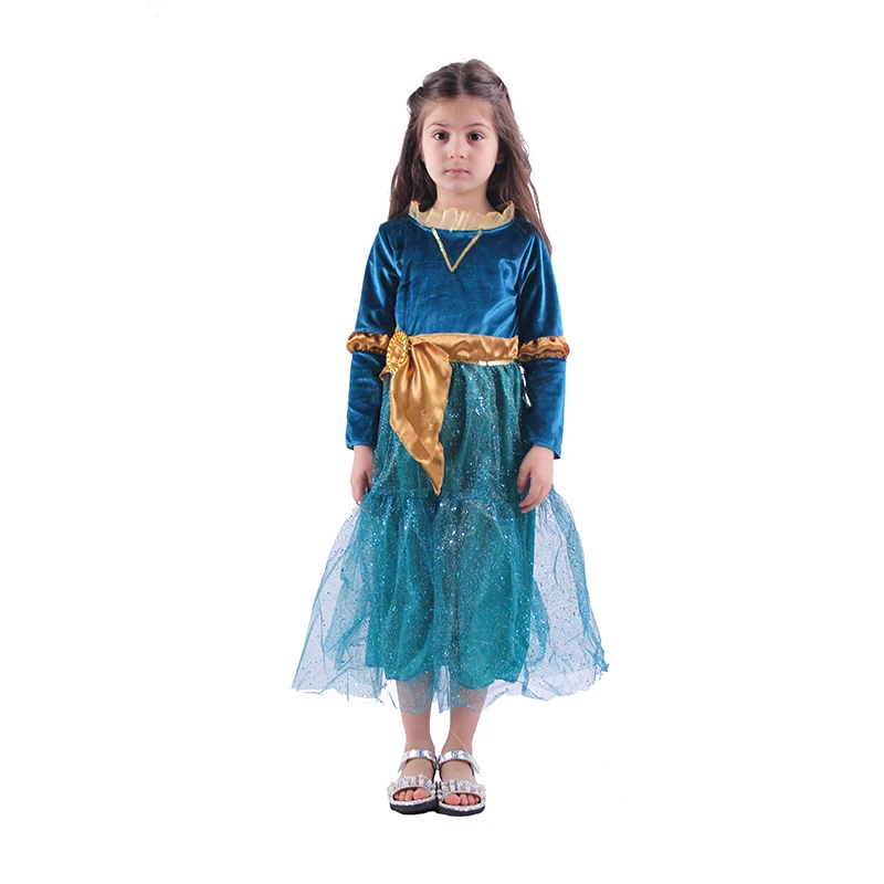 Детские костюмы для девочек «бравый Мерида»; платье принцессы Мериды для костюмированной вечеринки; костюм для хеллоуина из фильма; синие платья