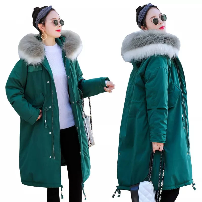 

High quality Winter Long Parkas Women Down Jackets Duck down cotton Warm Outwear Coats Female Big Fur Collar Hooded Down Jacket