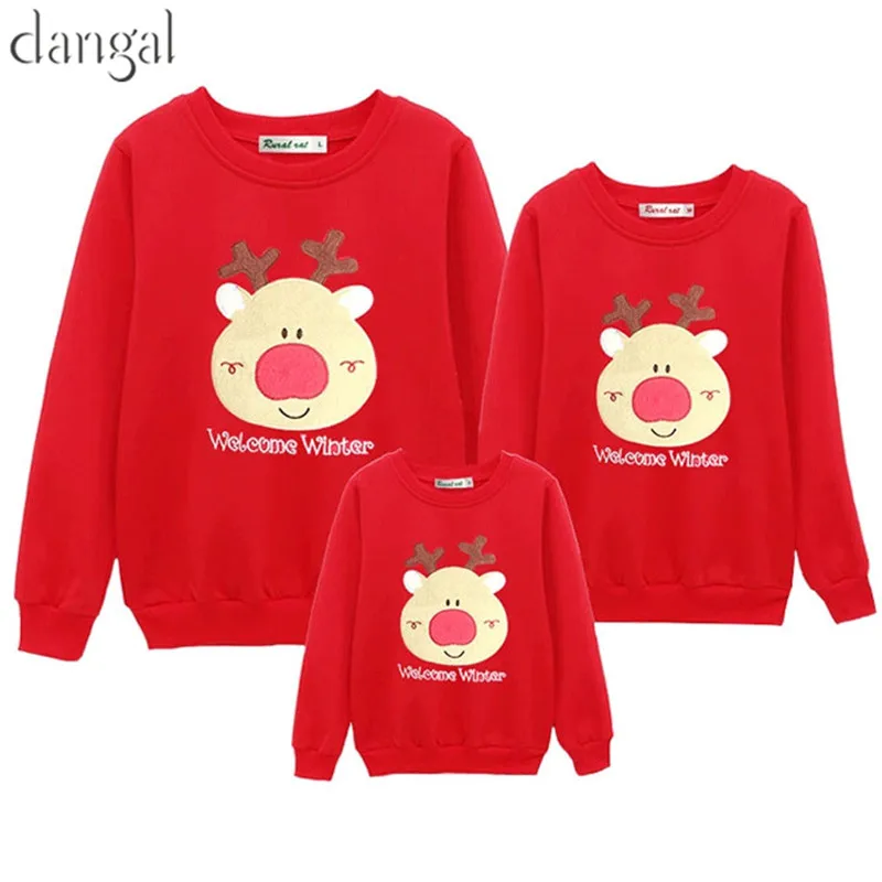 Одинаковая семейная Рождественская футболка с милым оленем; цвет красный, белый; шерстяная одежда в Корейском стиле для пар одинаковая семейная зимняя теплая одежда - Цвет: Style 1