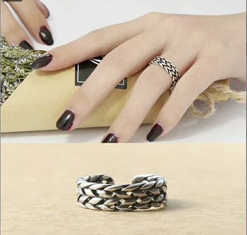 

Summer Vintage 925 Sterling Silver Multi-layer Rings for Women Gifts Adjustable Size Finger Rings Anillos Anelli 2019