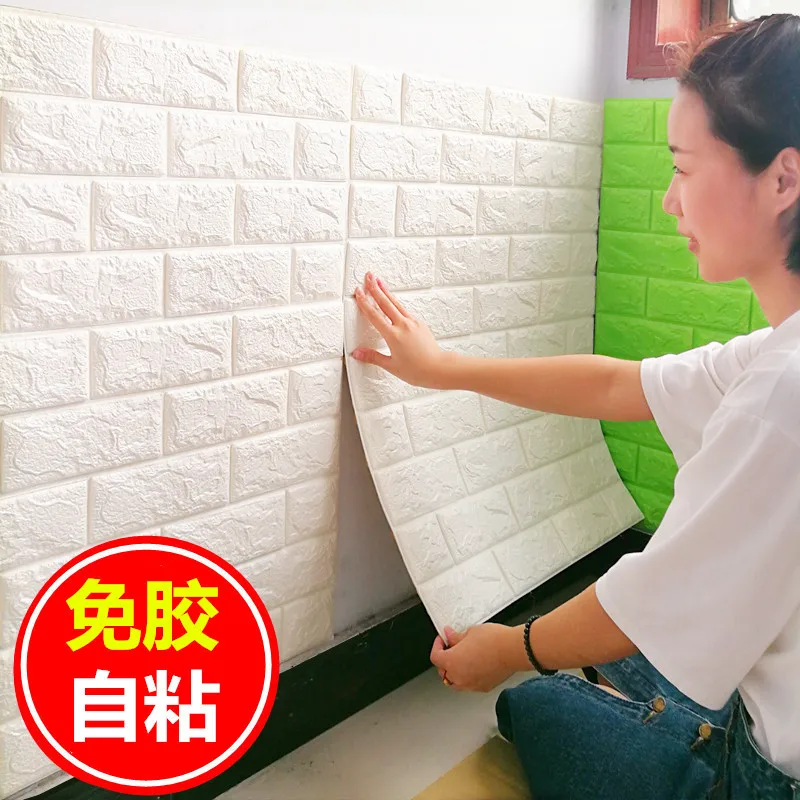 70cmX77cm PE Form 3D Wall Stickers Living Room Brick Pattern Wall Paper Stickie Kids Bedroom Home Decor Self adhesive Wallpaper