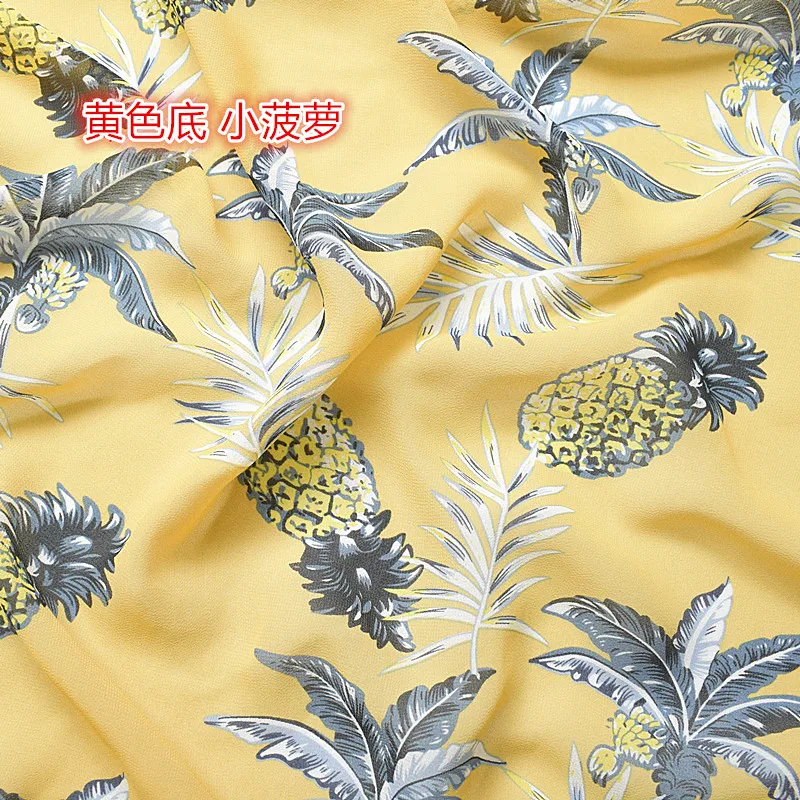 

2019 new high-stick chiffon fabric spring and summer prints fabric personality fruit pineapple soft flower