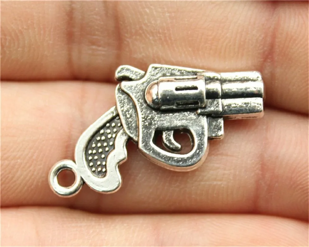 WYSIWYG 5pcs 30x28mm 2 Colors Antique Silver, Antique Bronze Revolver