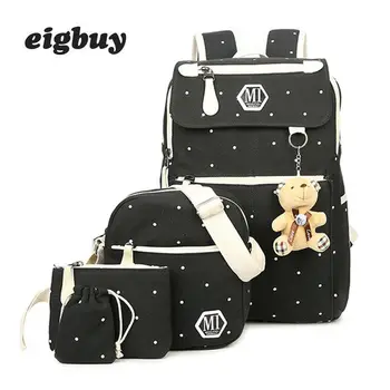 

Women Canvas 4pcs/set School Bag Backpacks College Fashion Plecak For Teenager Girl And Boys Rucksack Moclila Shoulder Bag