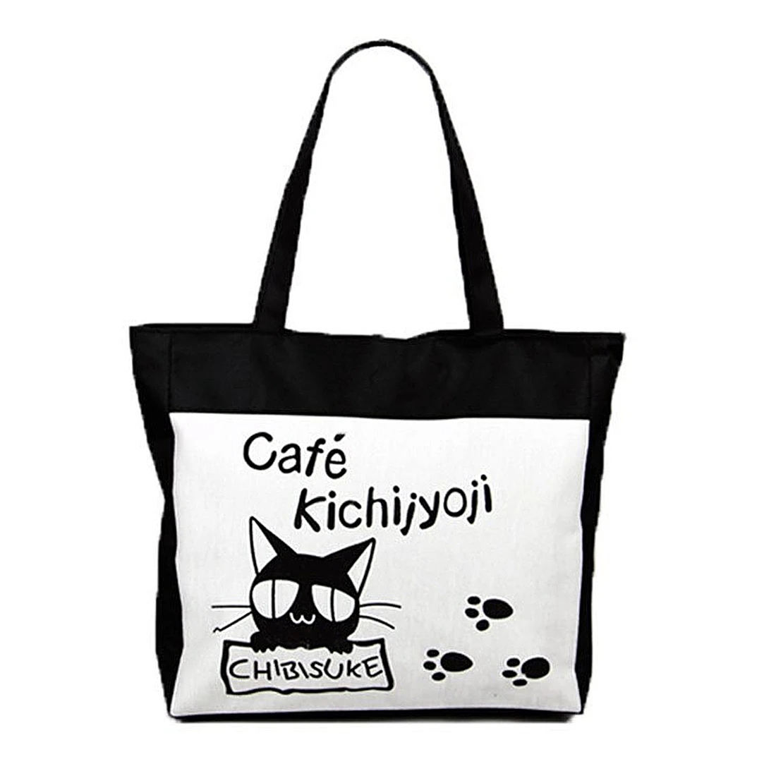 

COSW 2X Hot Women Fashion Canvas Shopping Handbag Shoulder Bags white and black